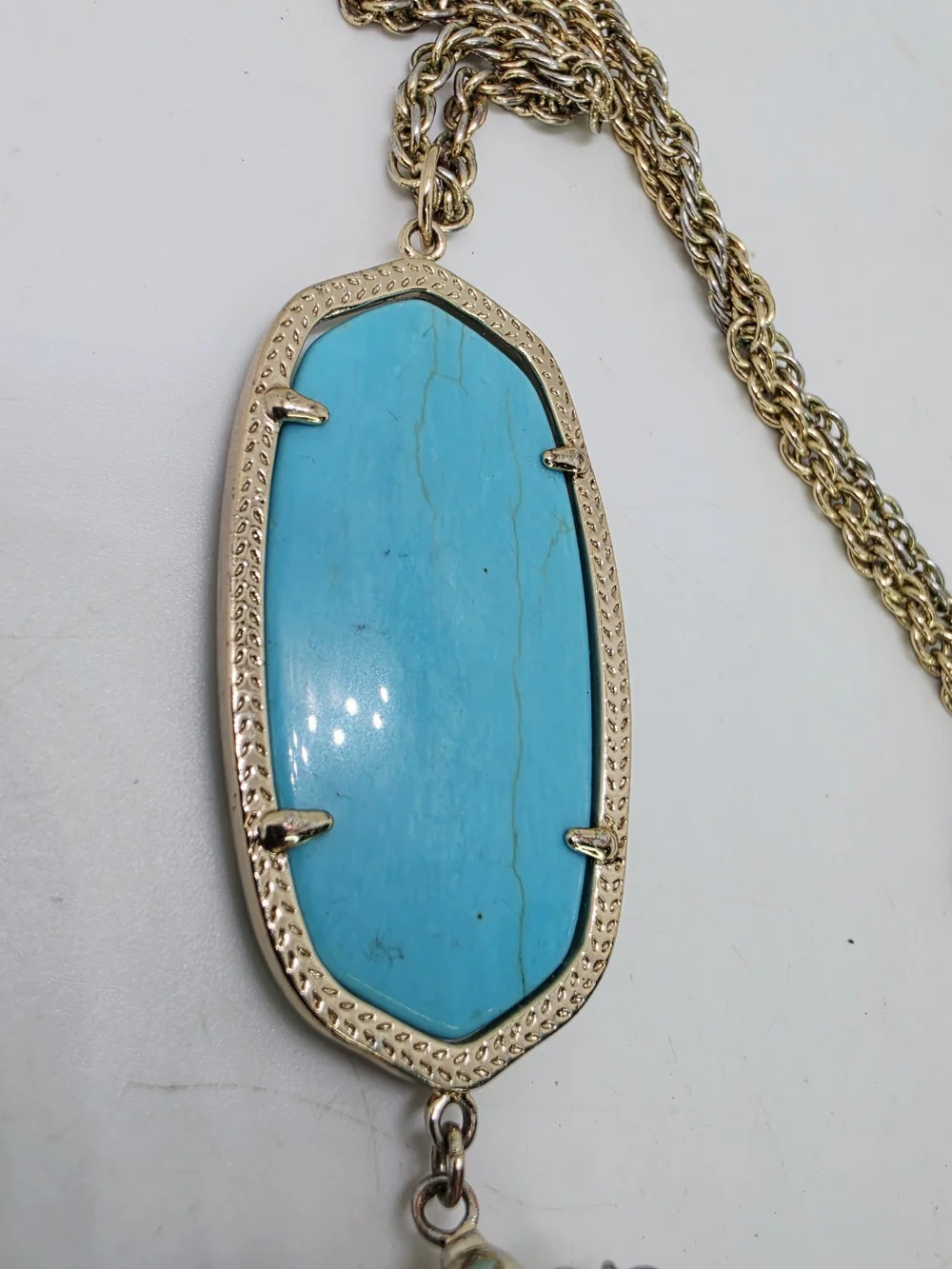 Kendra Scott Rayne Long Tassel Pendant Necklace Gold Tone Turquoise Magnesite